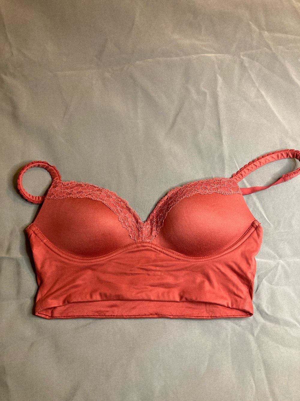Victoria's Secret Coral Lace-Trim Longline Bra